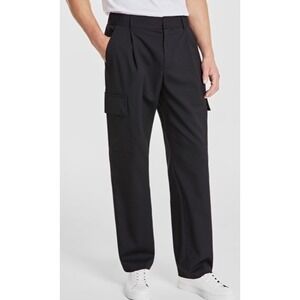Alfani Mens Refined Cargo Pants Deep Black Size 36W 32L new